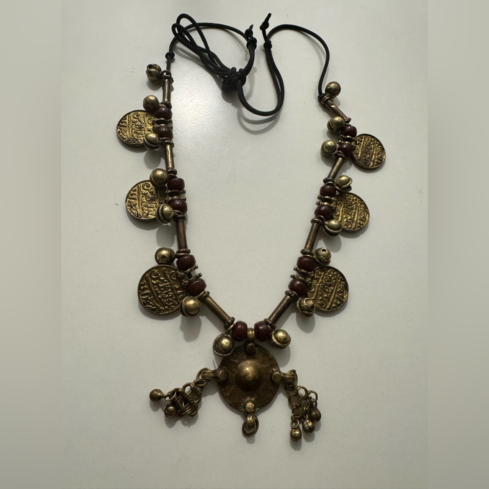 Middle Eastern Tribal Coin/Bell Dangle Necklace